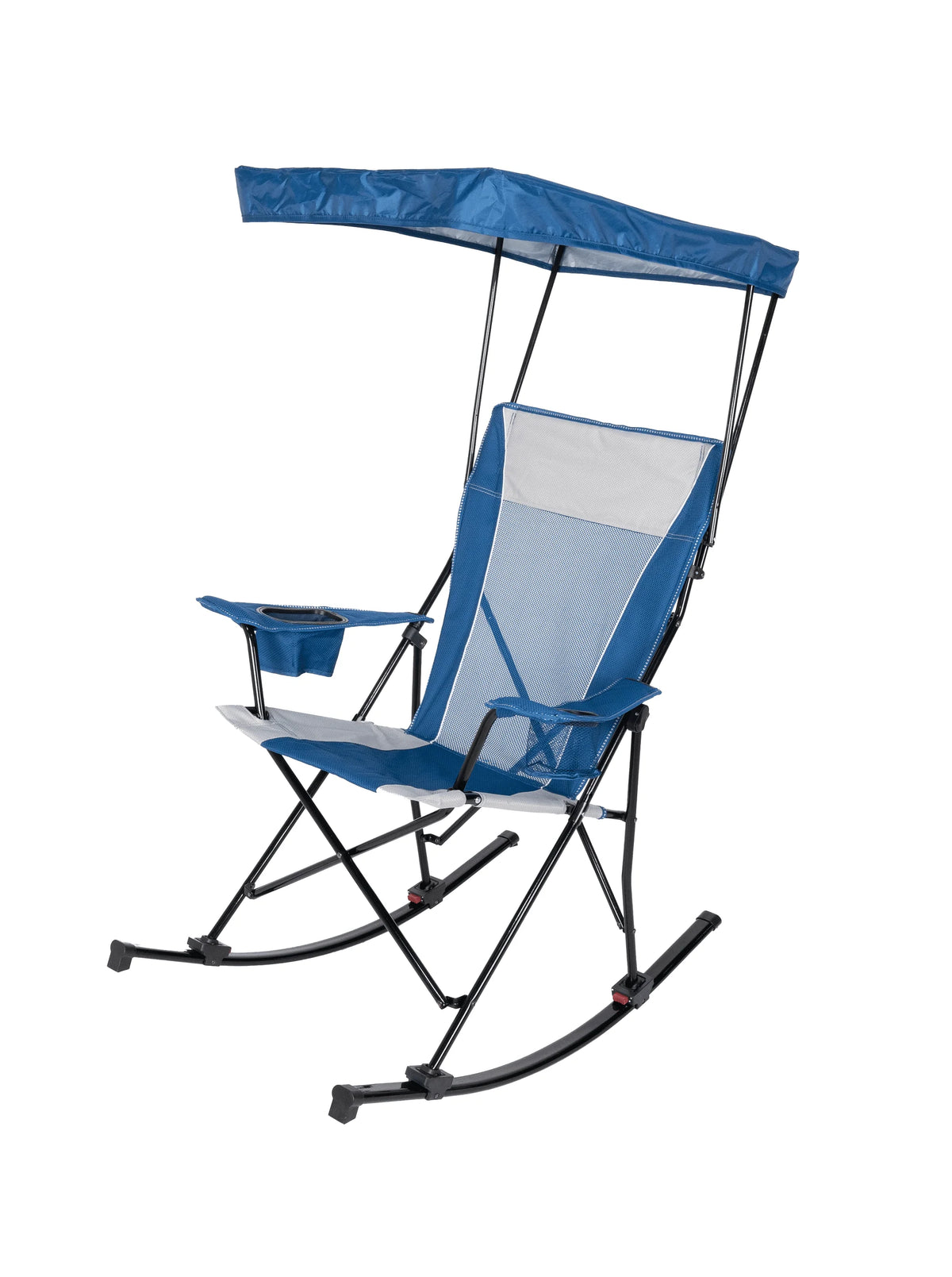 Blue and Grey Mesh Rocking Camp Chair with Canopy P971
