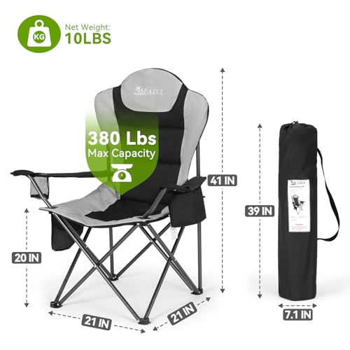 Camping Chairs 2 Pack, Folding Chair with Cup Holder & Cooler Bag A423605