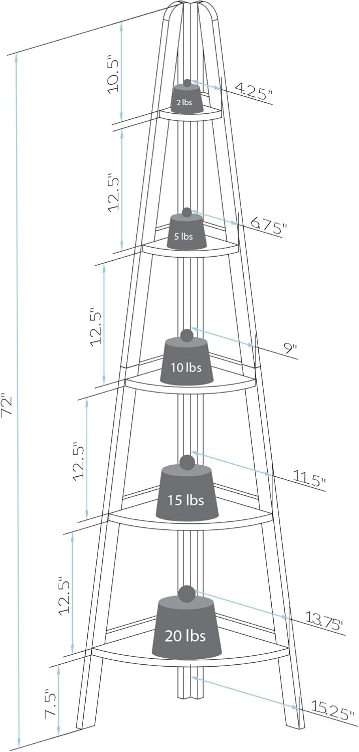 5-Shelf Corner Ladder Bookcase Q8661
