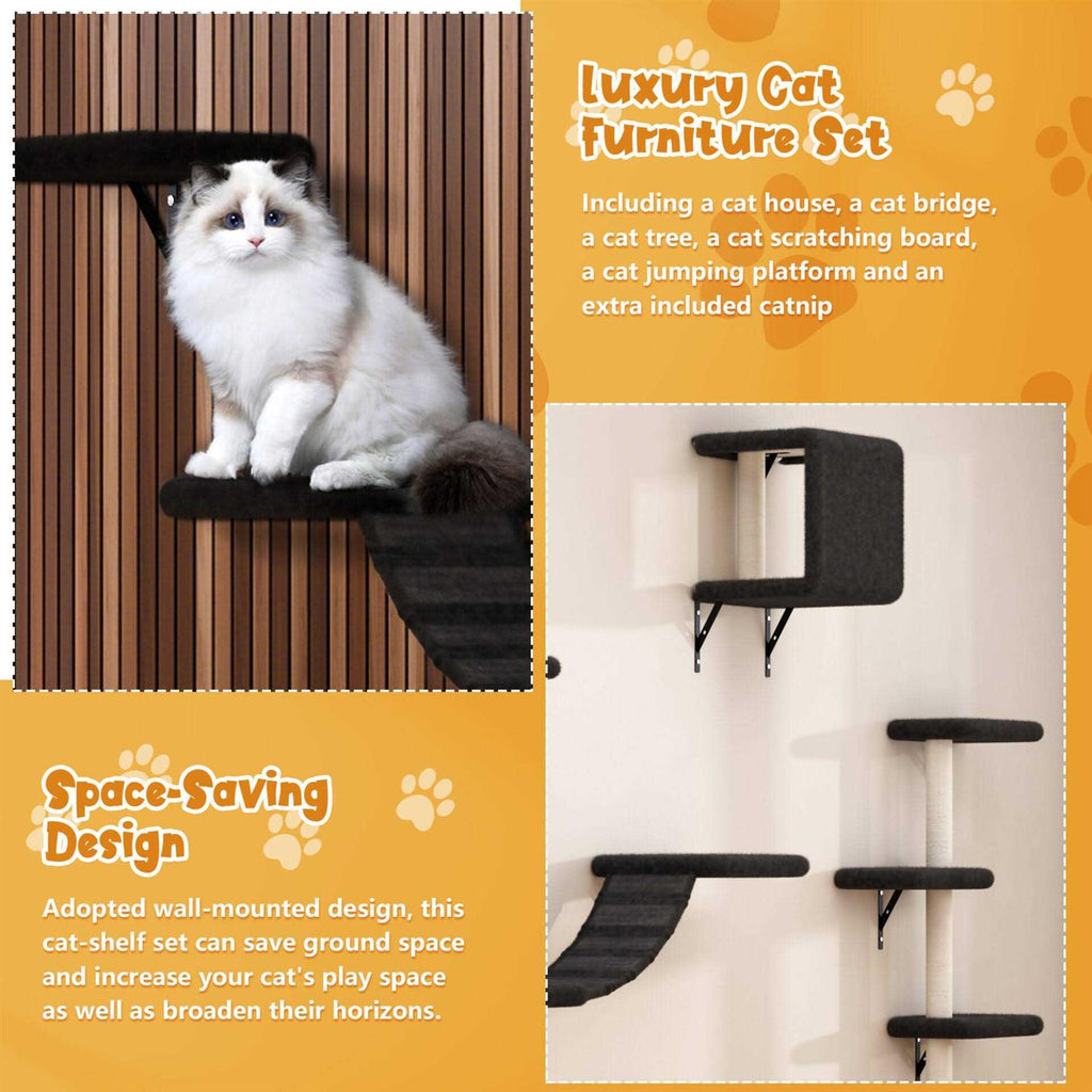Wall Mounted Shelves Set Cat Tree I4761