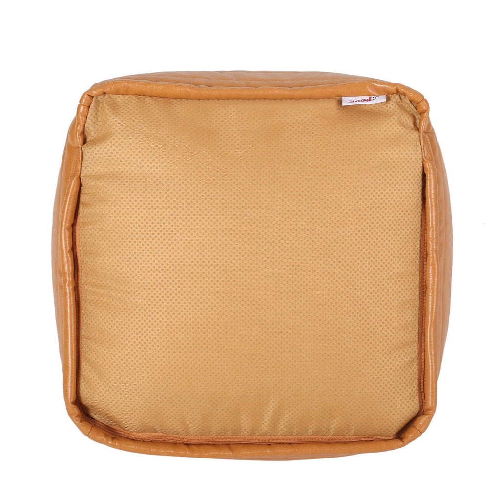 Caramel Faux Leather Cube Pouf O34604