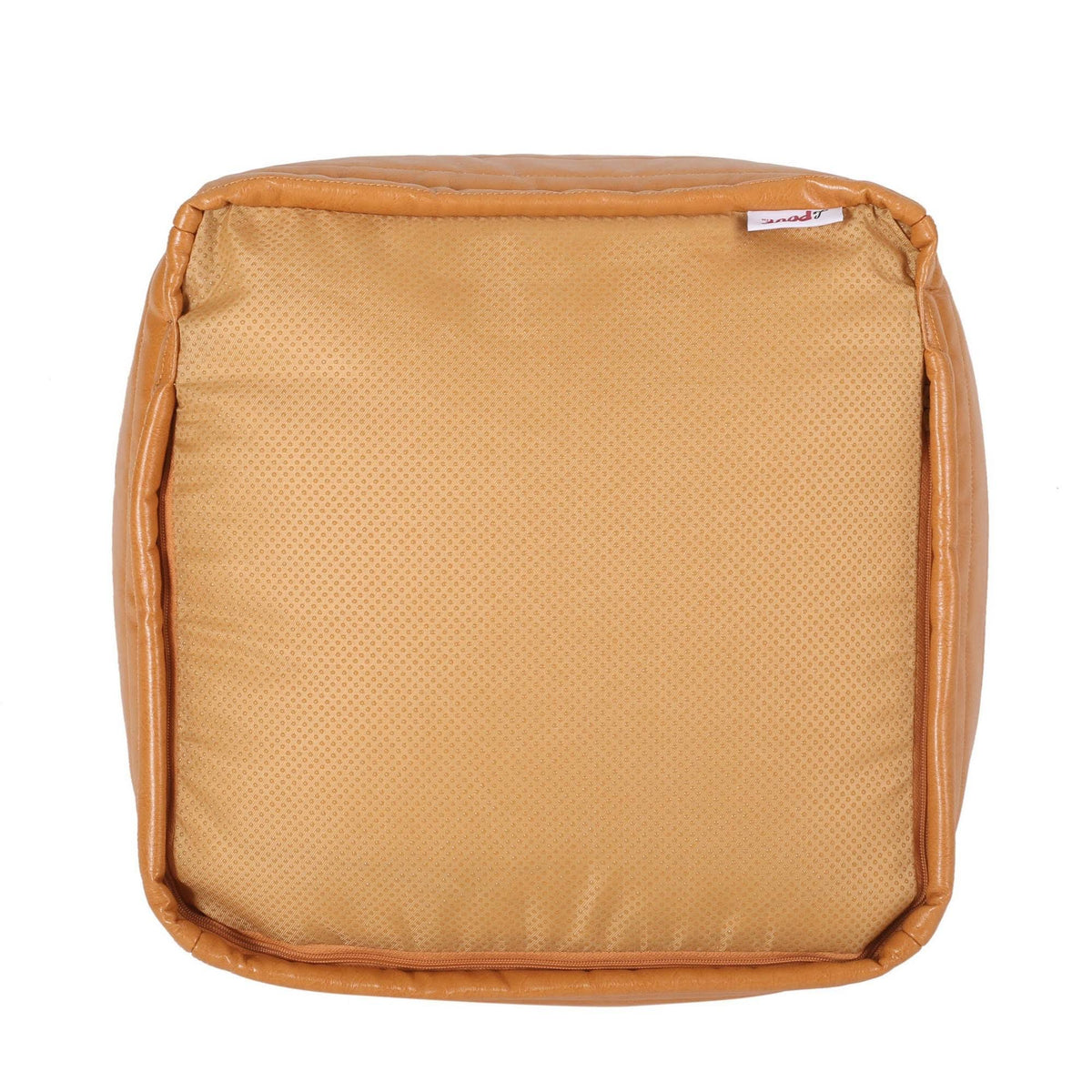 Caramel Faux Leather Cube Pouf O34604