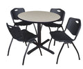 42x22 Round Breakroom Table & 4 Stack Chairs J2993