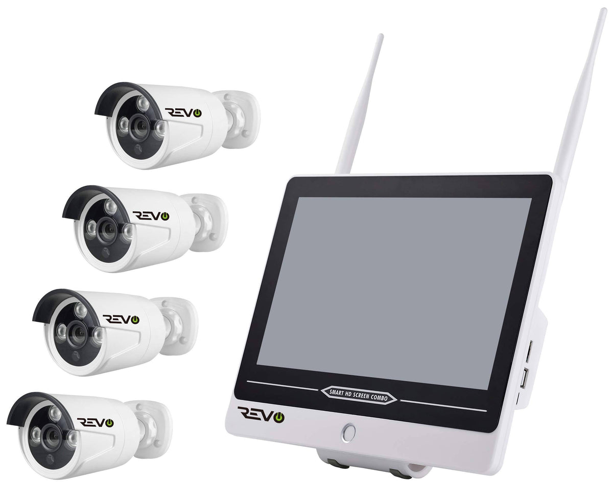12'' Wireless Security System with 4CH NVR & 4X 1080p Cameras J9334