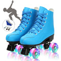 Flashing Wheels Leather Double-Row Roller Skates B58527