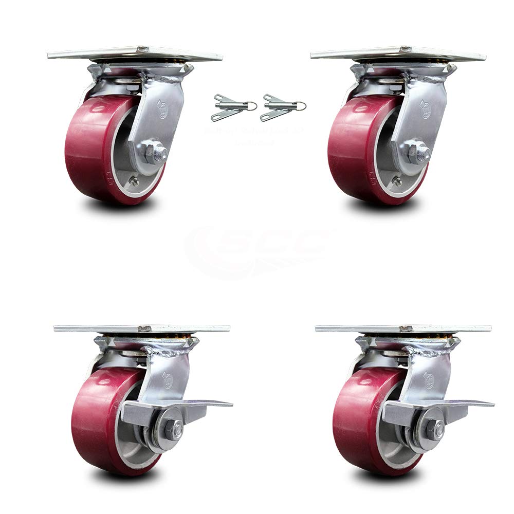 4 x 2 Maroon Wheels Swivel Caster Set 4 N5651