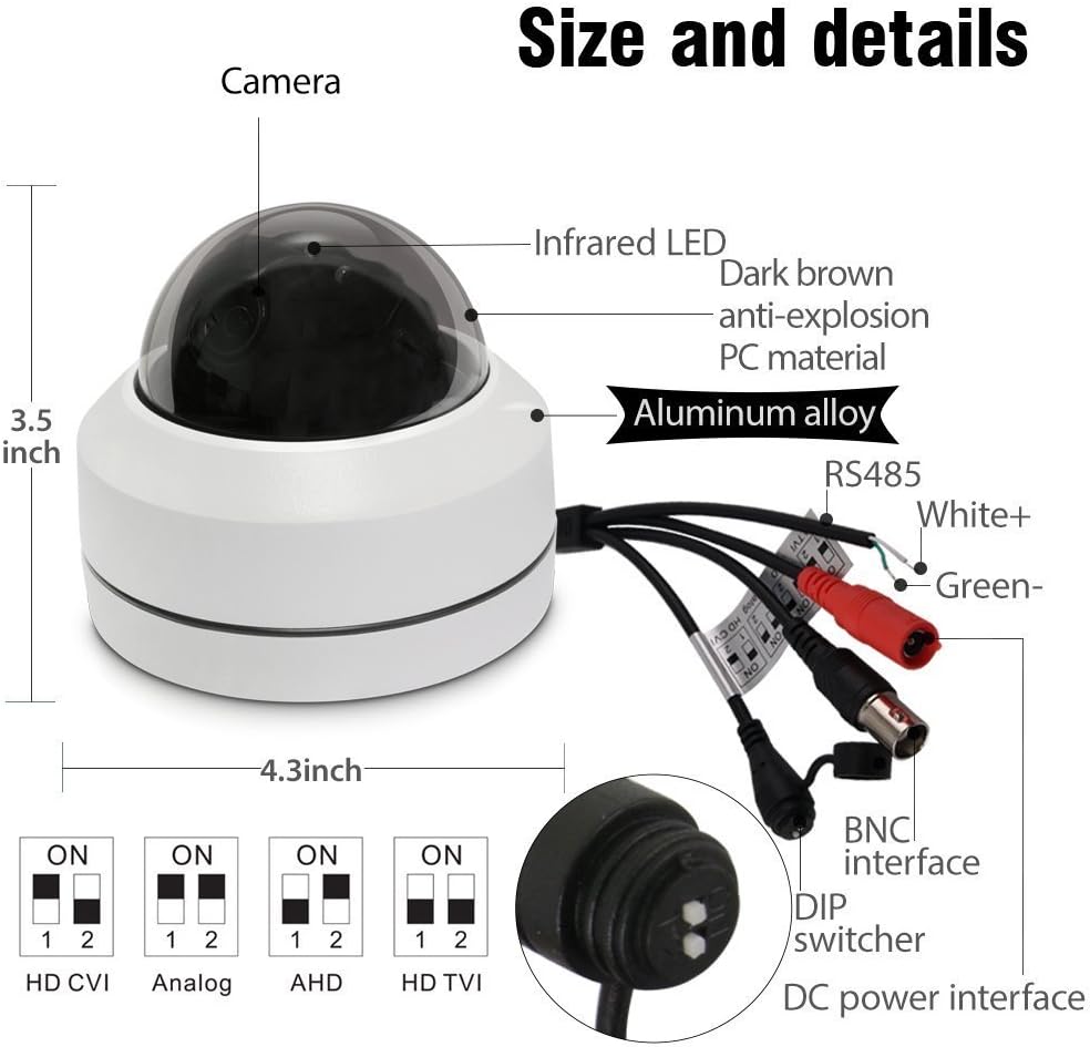 Analog PTZ Camera Outdoor Mini HD 1080P 4X Zoom CCTV Camera with Night Vision IP66 Waterproof J867801