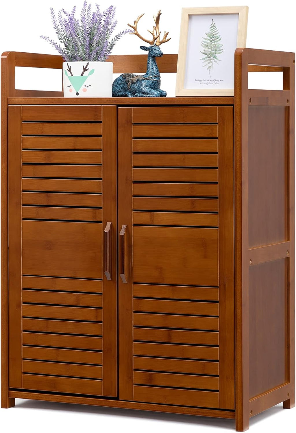 Bamboo Floor Storage Cabinet with 2 Doors Y597680