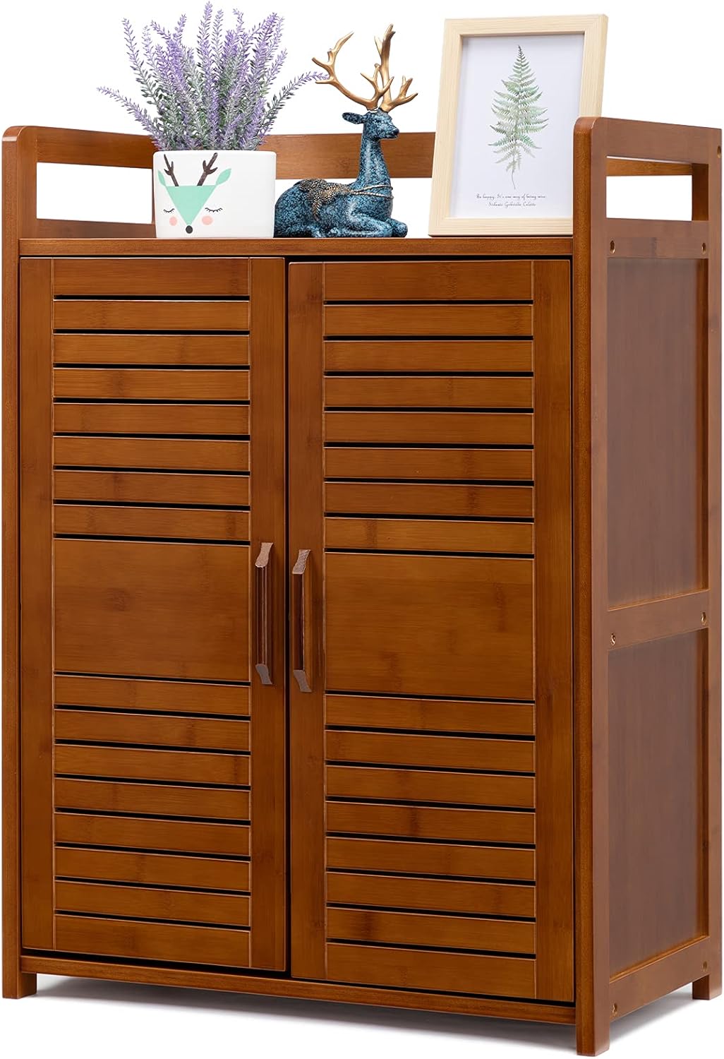 Bamboo Floor Storage Cabinet with 2 Doors Y597680