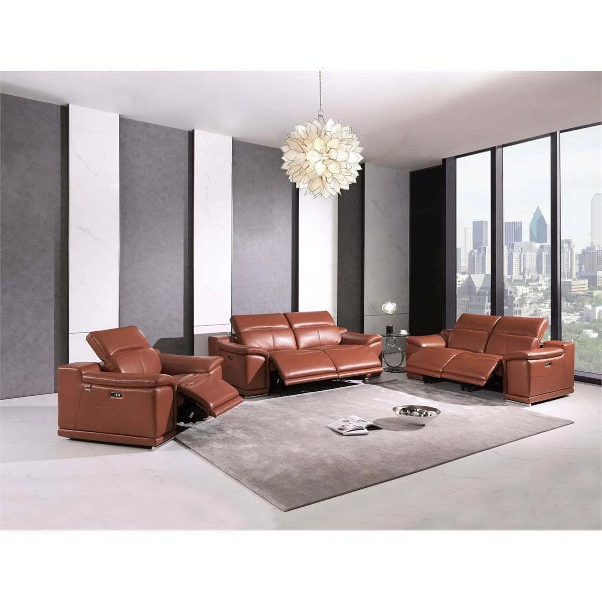 Genuine Italian Leather Power Reclining Sofa C15911
