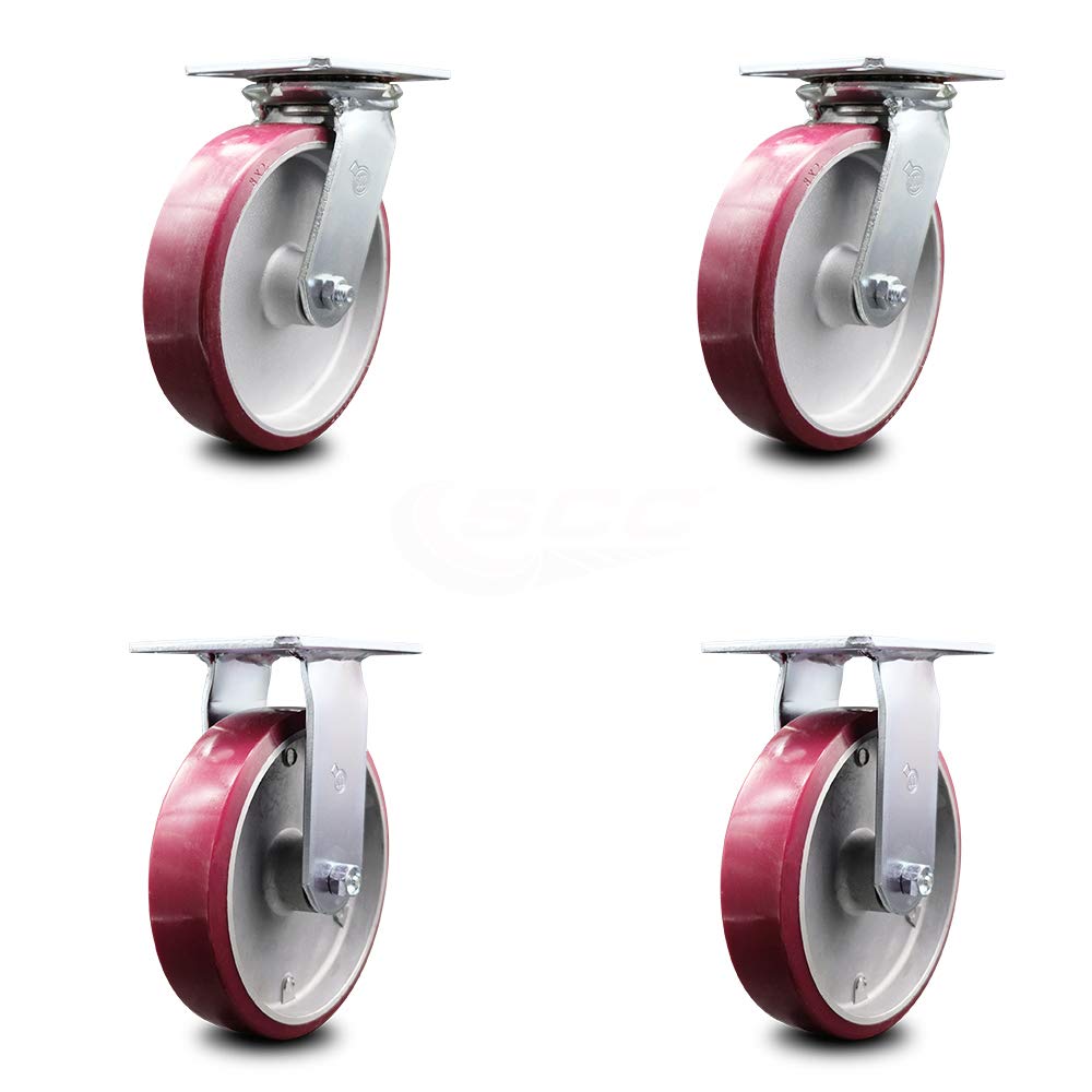 4 x 2 Maroon Wheels Swivel Caster Set 4 N5651