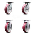 4 x 2 Maroon Wheels Swivel Caster Set 4 N5651