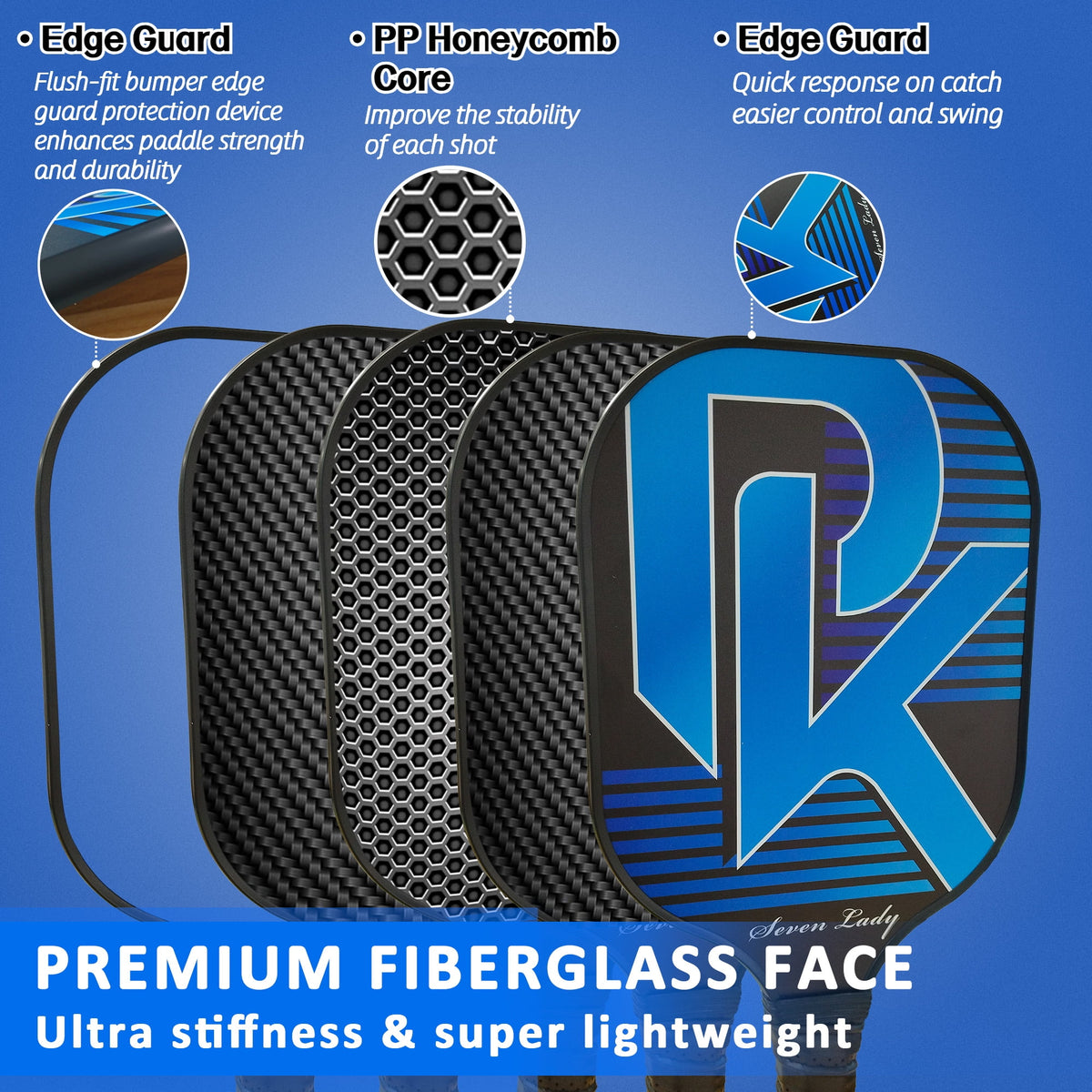 Pickleball Paddles Graphite Fiber Set with 4 Balls and Backpack K945