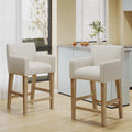 Beige Fabric Upholstered Wood 26 inch Counter Stools Set of 2 M284