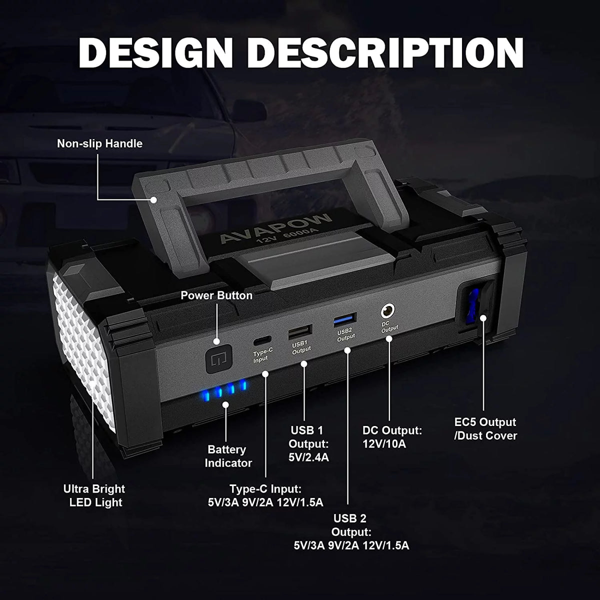 6000A Car Battery Jump Starter K207