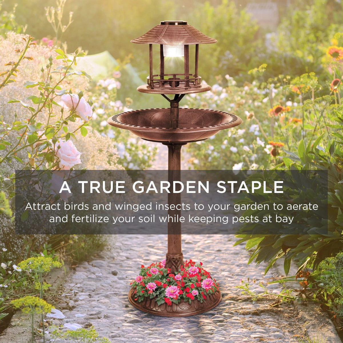 Solar Outdoor Bird Bath Pedestal Fountain I639980