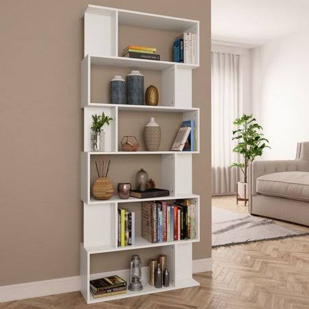 White 31.5 inch x 9.4 inch x 75.6 inch Chipboard Book Cabinet/Room Divider H639820