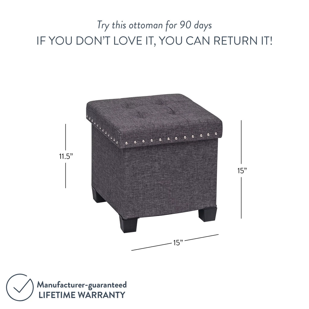 Foldable Cube Storage Ottoman with Gray Fabric P66390