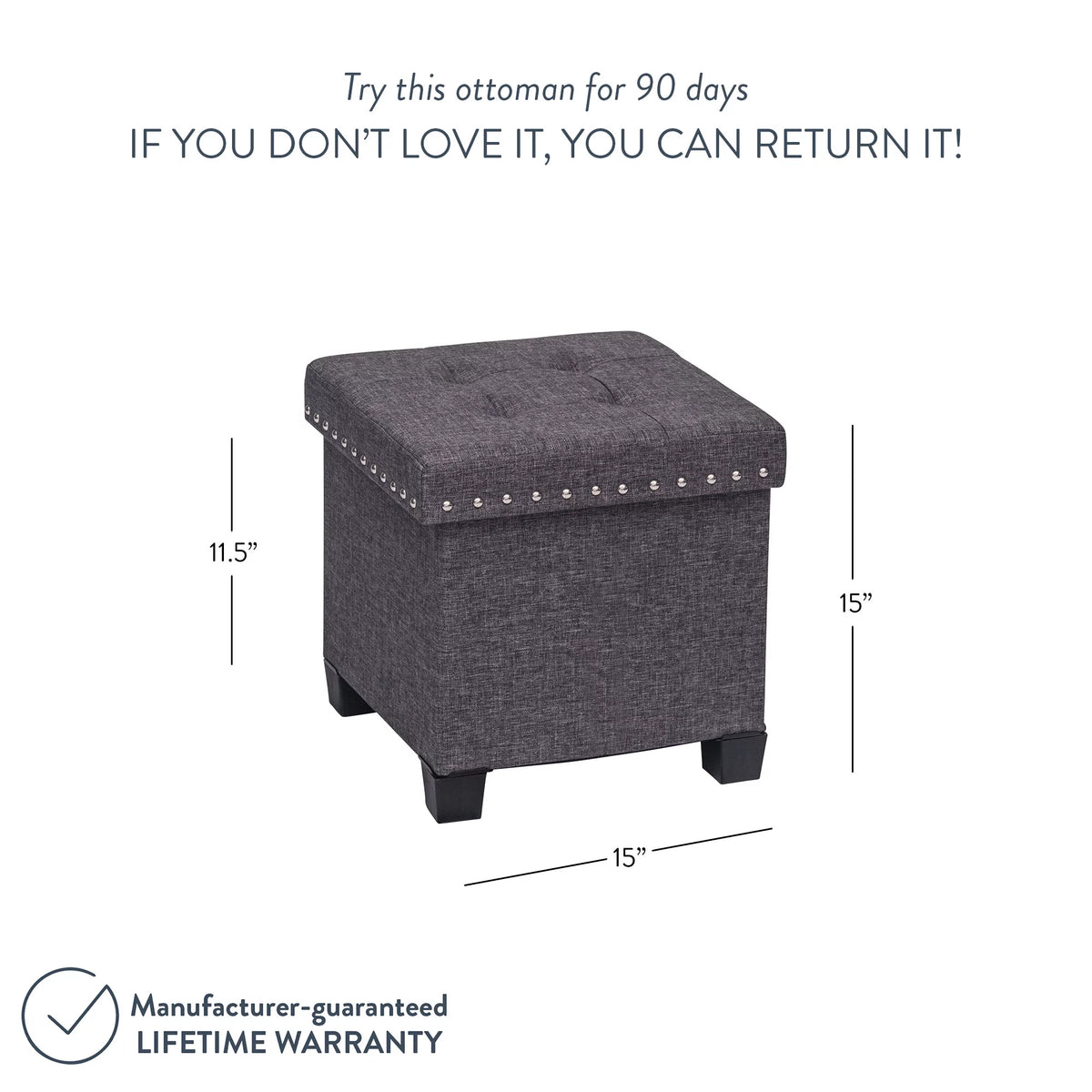 Foldable Cube Storage Ottoman with Gray Fabric P66390