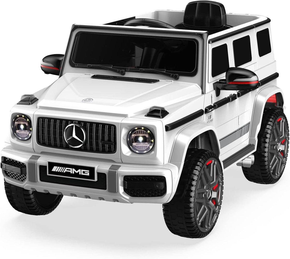 12V Ride on Car with Adjustable Door Height, Spring Suspension, Horn, LED, Music, USB, Red L29478