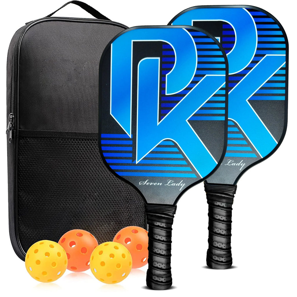 Pickleball Paddles Graphite Fiber Set with 4 Balls and Backpack K945