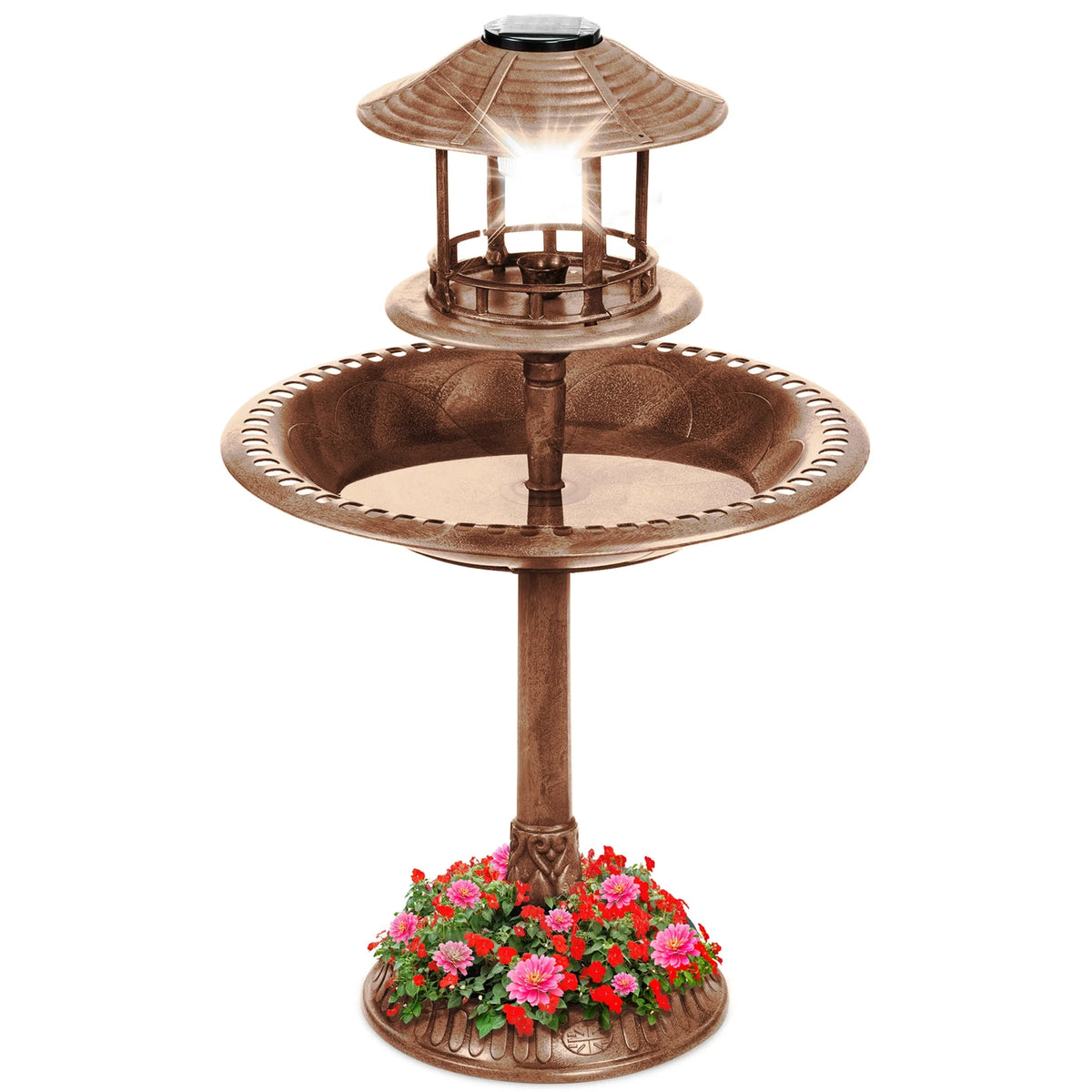 Solar Outdoor Bird Bath Pedestal Fountain I639980