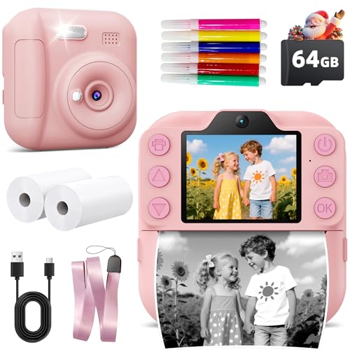 Instant Print Kids Camera 64GB SD Card Pink R639586