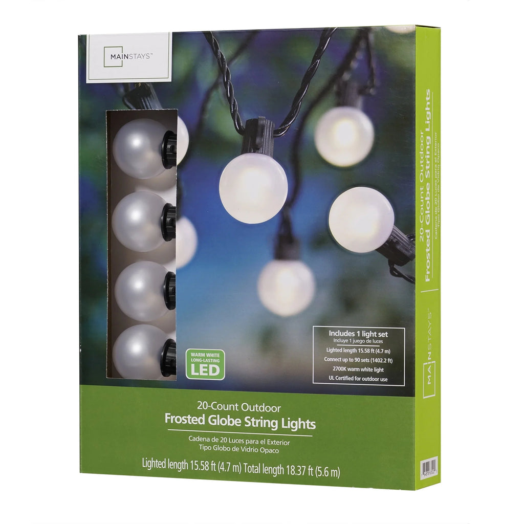 20-Count LED Frosted Globe Outdoor String Lights Y316