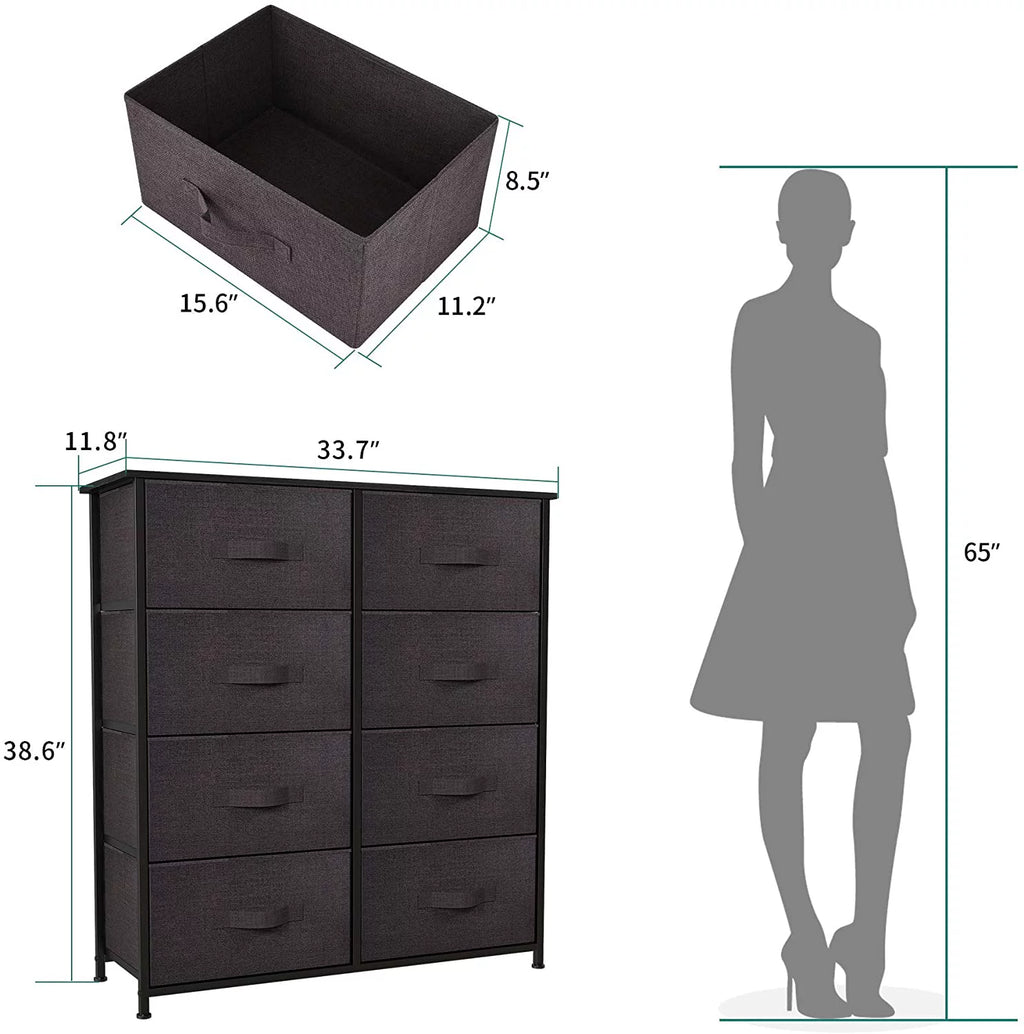 Light Gray 8 Drawer Vertical Dresser with Shelf N159241