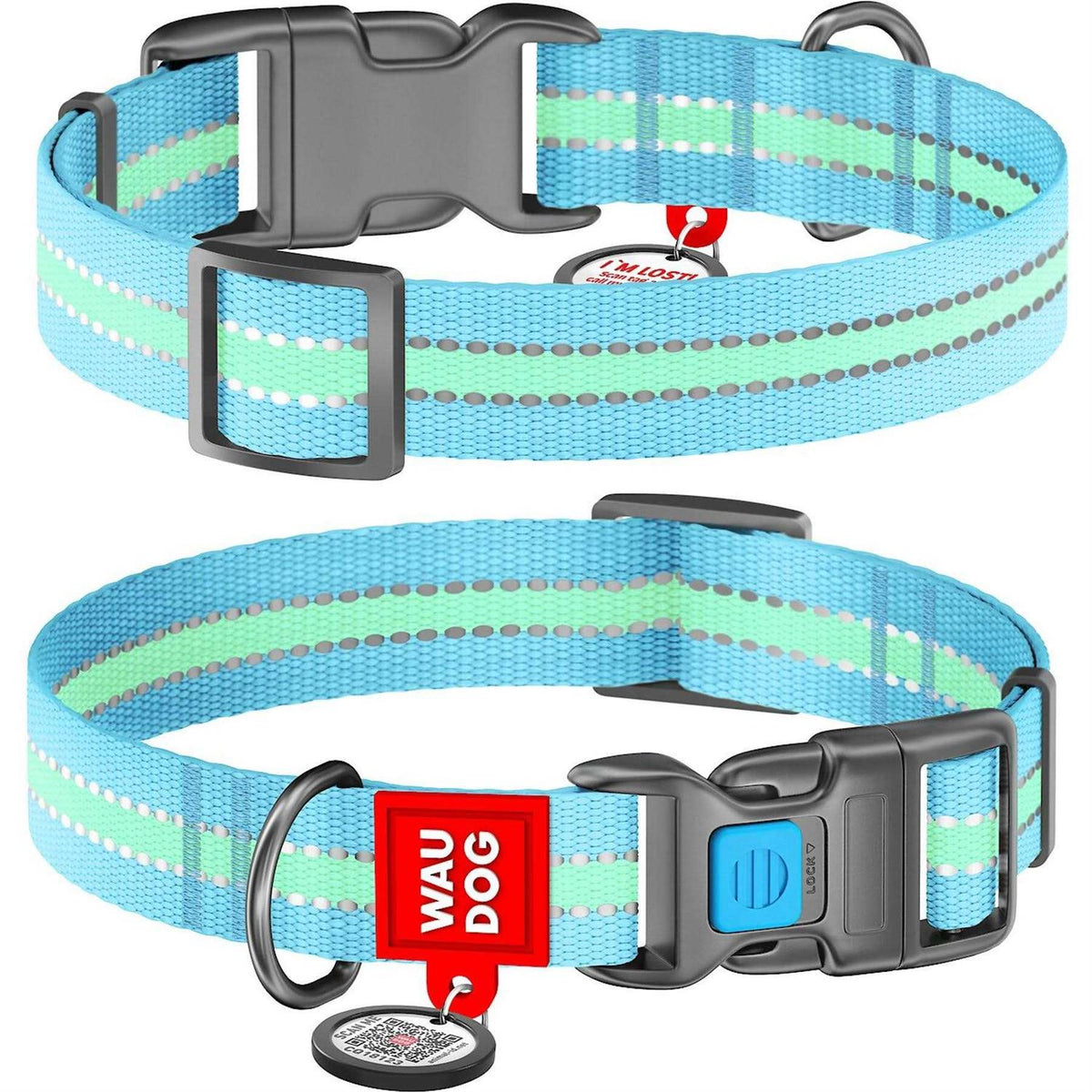 Glow in the Dark Nylon Dog Collar Blue U91971