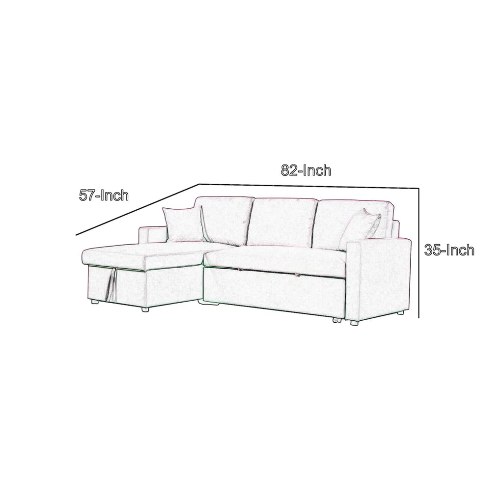 Black Sleeper Sectional Sofa Bed with Storage Chaise I67137