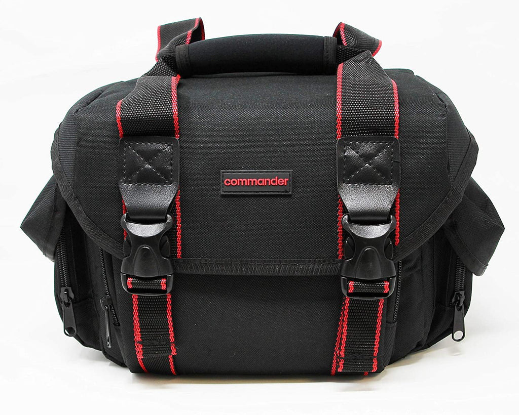 Large Universal DSLR Camera Case Gadget Bag, 11 x 7 x 7 Inches, Black/Red A2328