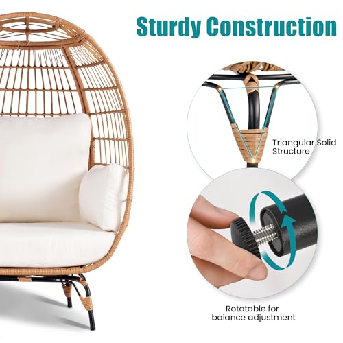 Oversized PE Wicker Egg Chair with 4 Thicken Cushions V320268