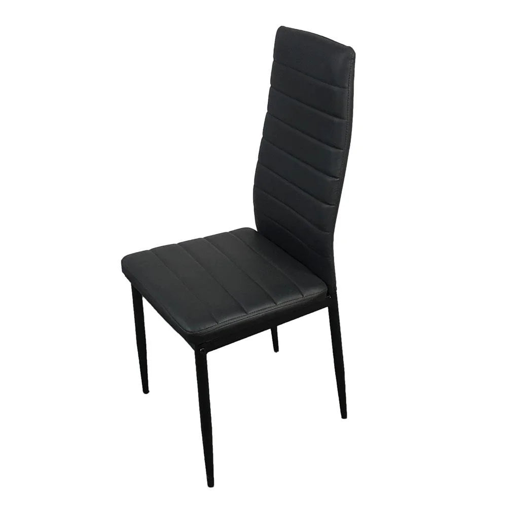 6 Pc High Back PU Leather Dining Chairs Black U17191