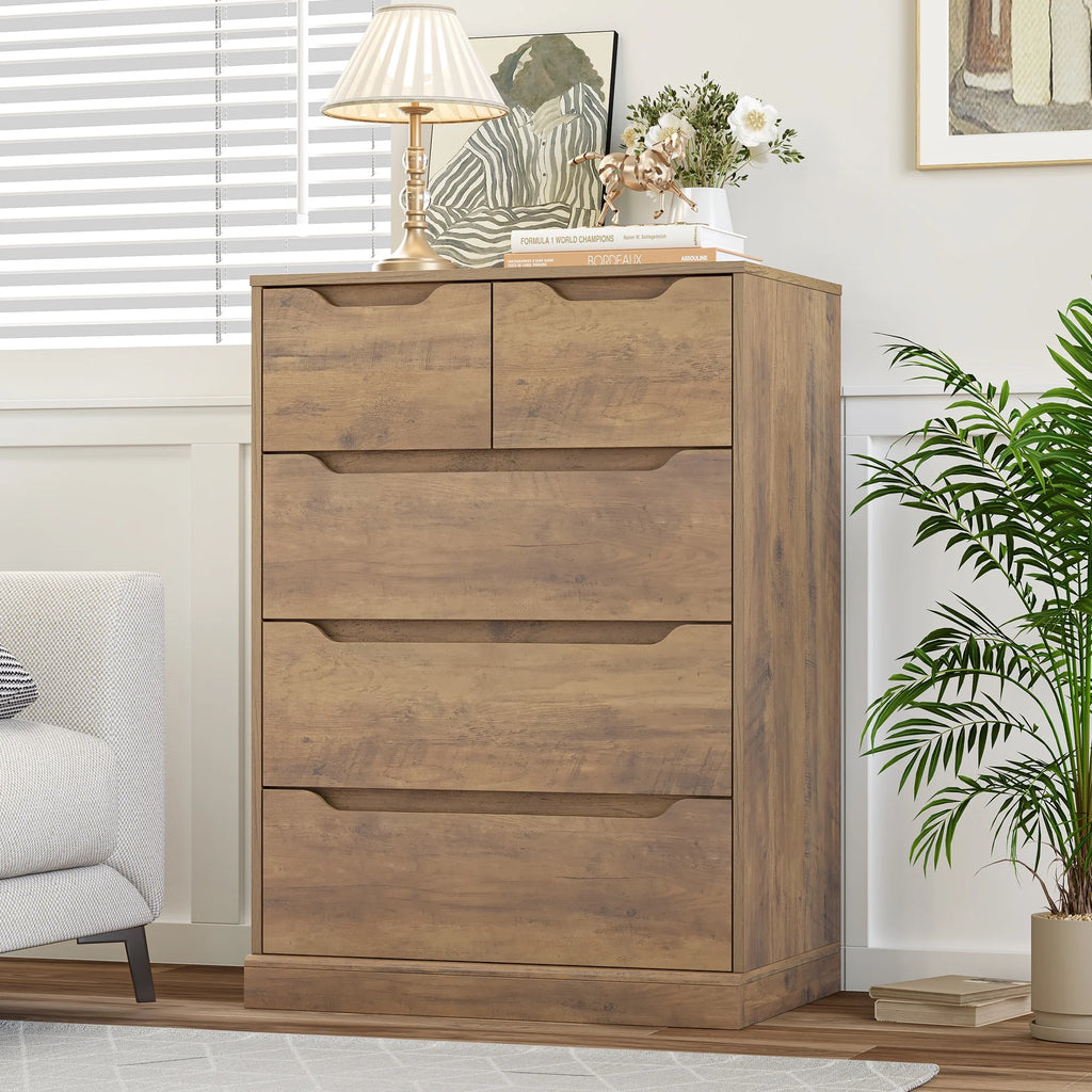 White 5 Drawer Wood Dresser U5753