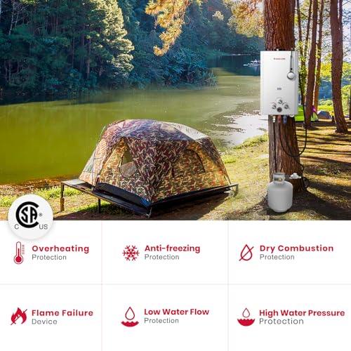Propane Tankless Water Heater 6L, Portable Outdoor Hot Water Heater, White H413