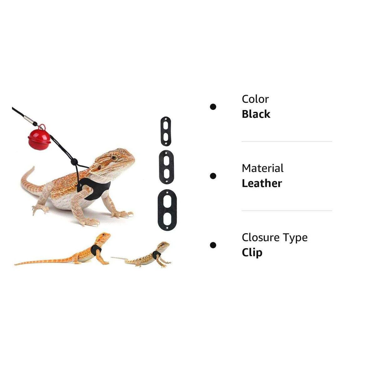 Adjustable Soft Leather Bearded Dragon Harness and Leash T2222