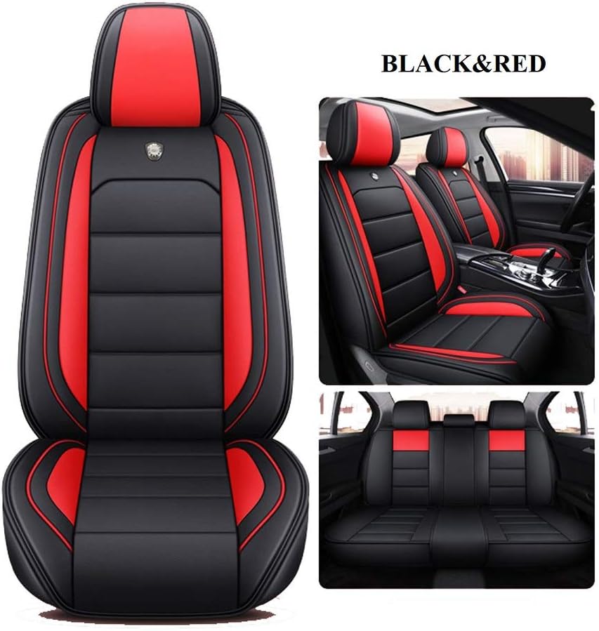 Leather Car Seat Covers Full Set Waterproof Black C9615