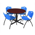 48 In. Round Laminate Table with 4 Blue Stack Chairs H19518