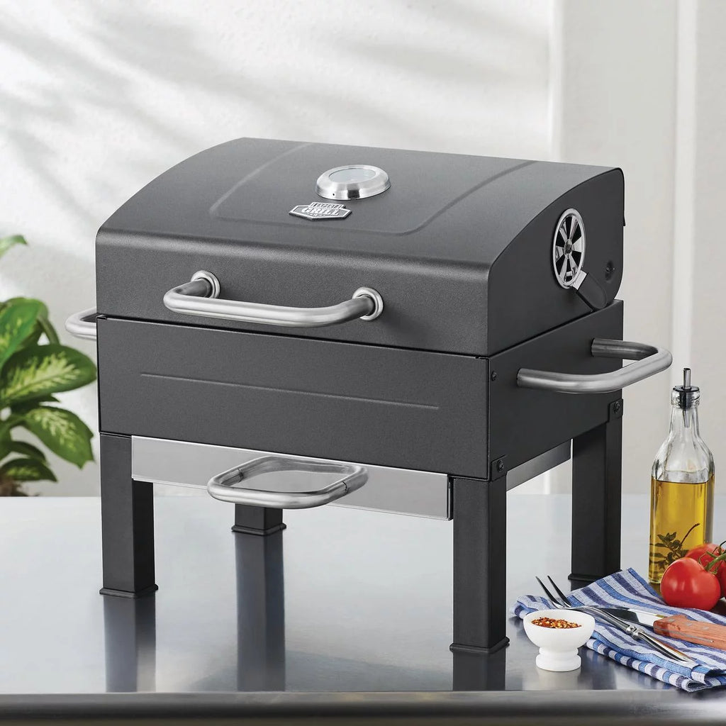 Portable Charcoal Grill, Black and Stainless Steel Z223773