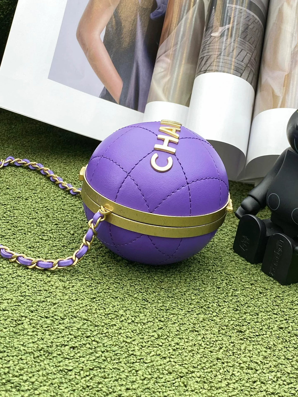 Purple and Gold Chain Bag E173524