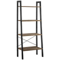 4 Shelf Wood and Metal Ladder Bookcase V617013