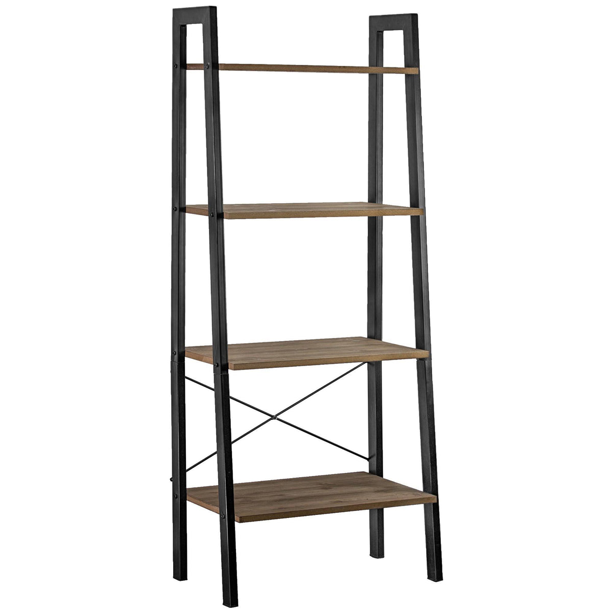 4 Shelf Wood and Metal Ladder Bookcase V617013