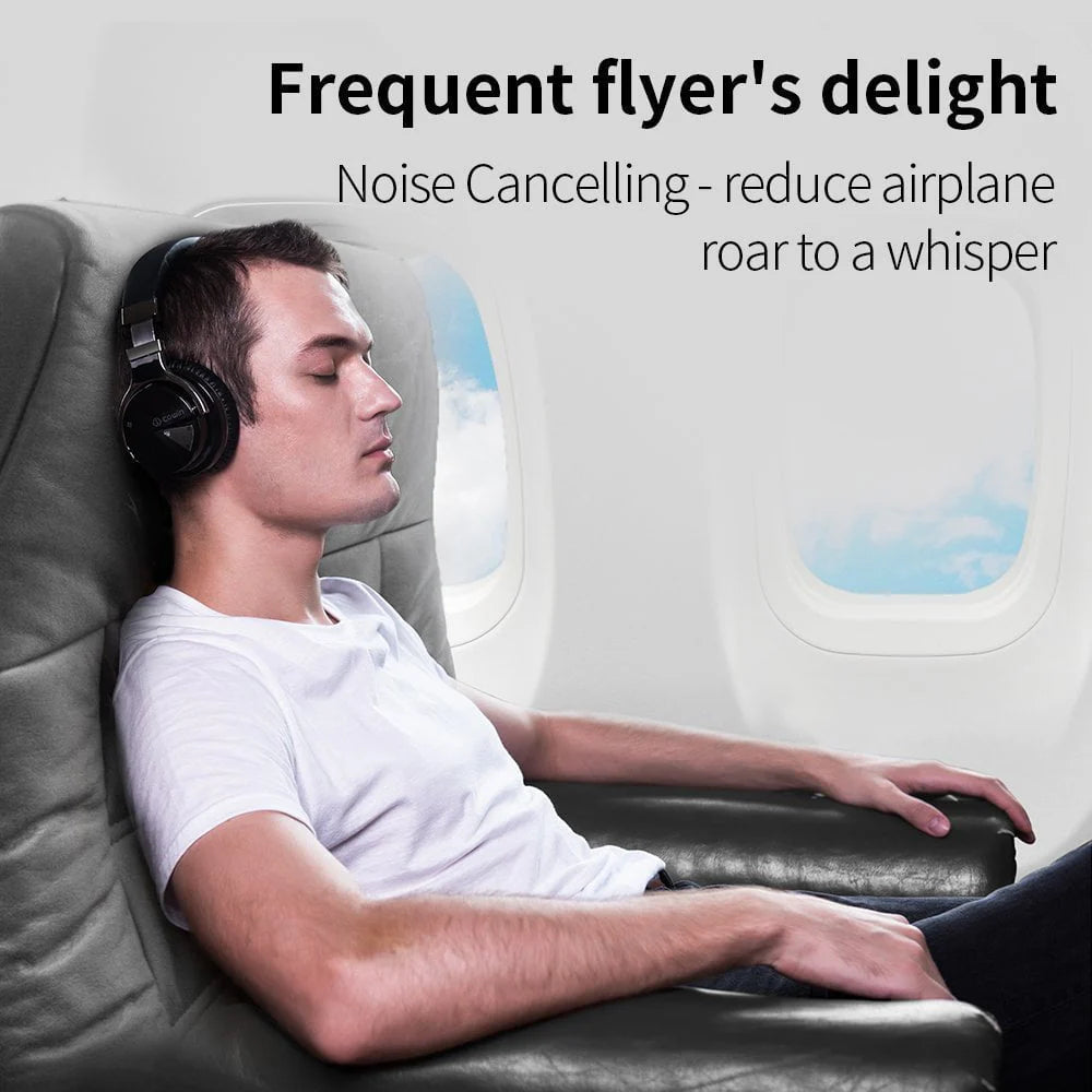 Active Noise Cancelling Bluetooth Headphones with Mic Deep Bass Wireless Over Ear Black X163419