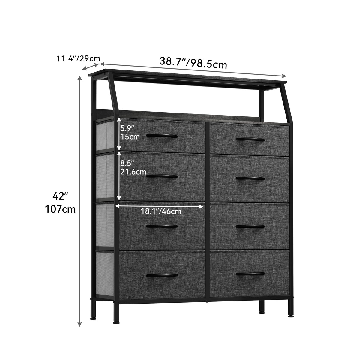 Light Gray 8 Drawer Vertical Dresser with Shelf N159241