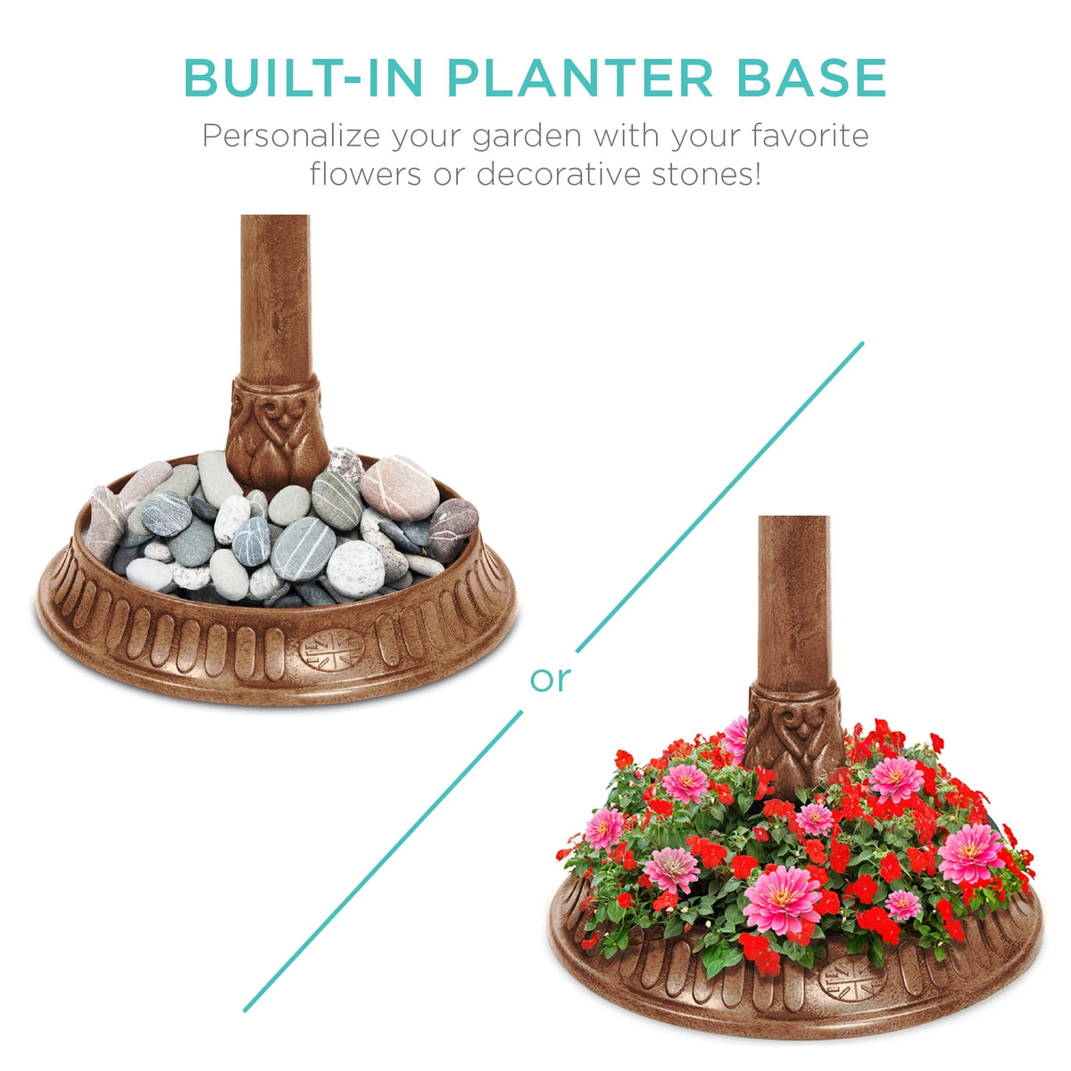 Solar Outdoor Bird Bath Pedestal Fountain I639980