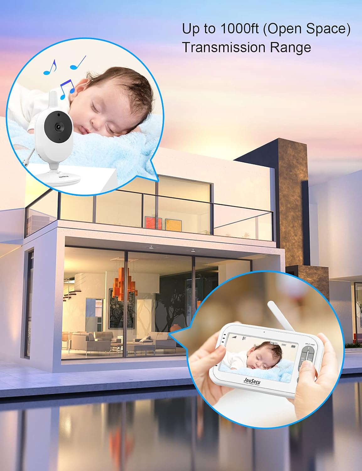 Baby Monitor with Camera and Audio 4.3 Inches LCD Split Screen X7784
