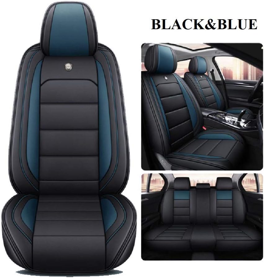 Leather Car Seat Covers Full Set Waterproof Black C9615
