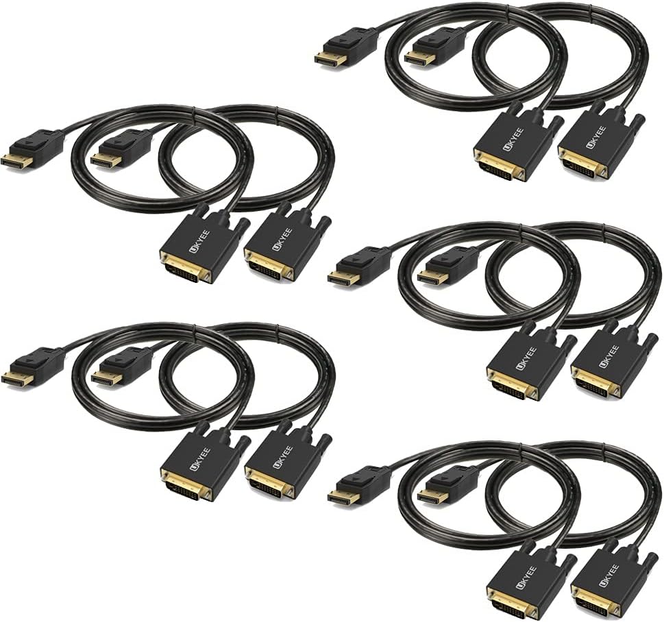 Displayport to DVI Cable 6ft 10-Pack Black V325