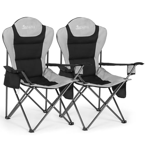 Camping Chairs 2 Pack, Folding Chair with Cup Holder & Cooler Bag A423605